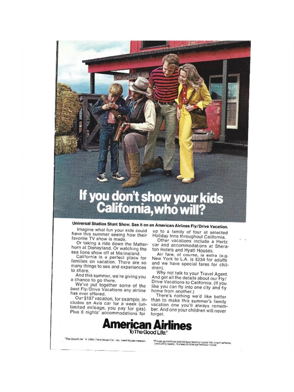 Print Ad If You Dont Show Kids California American Airlines Universal 1970s